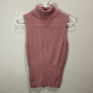 Sisley sleeveless top turtle neck pink